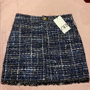 ZARA TWEED MINI HIGH WAISTED SKIRT SIZE S